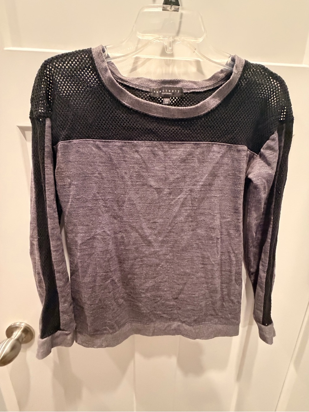 Sanctuary Gray Black Mesh Colorblock Long Sleeve Top XS